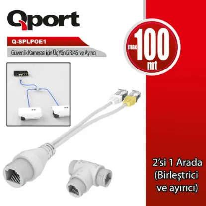 QPORT Q-SPLPOE1 POE SPLITTER 2IN1 AG KONNEKTORU + resmi