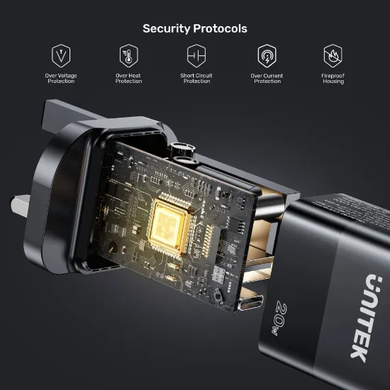 UNITEK 20W HIZLI ŞARJ ADAPTÖRÜ 1*USB-C (P1124ABK-EU) resmi