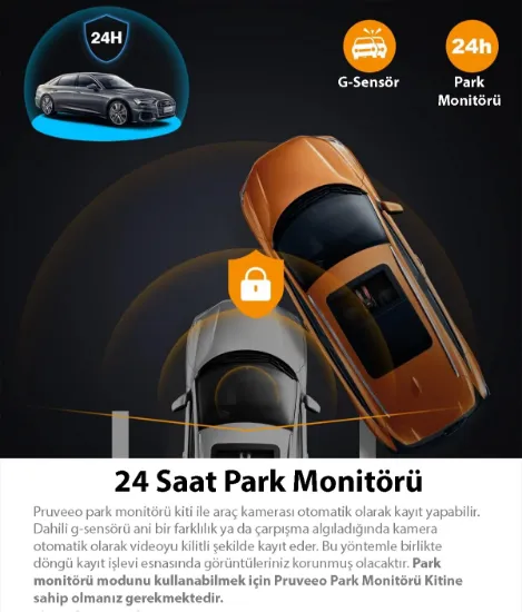 PRUVEEO D30 WI-FI 4K ARAC KAMERASI resmi