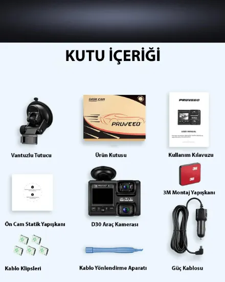 PRUVEEO D30 WI-FI 4K ARAC KAMERASI resmi