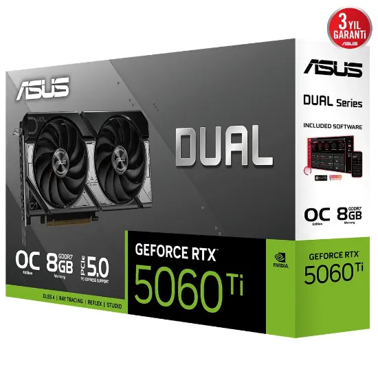 ASUS DUAL-RTX5060TI-O8G 8GB DDR7 128BIT 3XDP EKRAN KARTI resmi