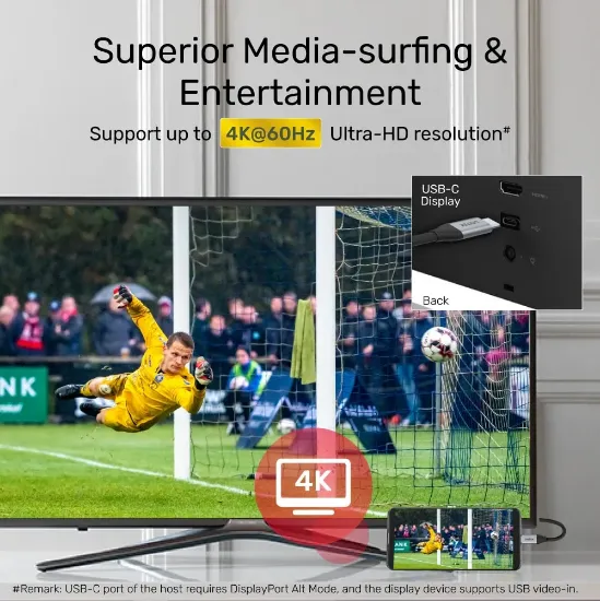 UNITEK USB-C 3.2 KABLO 2MT 5GBPS 4K (C14091ABK) resmi