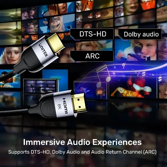 UNITEK HDMI2.1 KABLO 1MT 8K&60Hz (C11086GY-1M) resmi