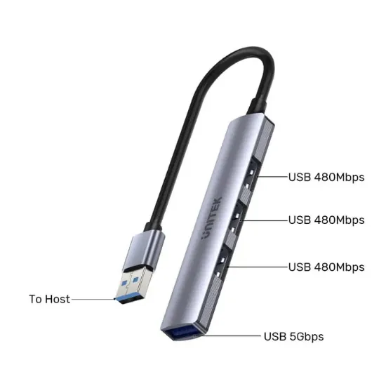 UNITEK TYPE-A TO 4 PORT USB (USB3.0+USB2.0) H1208A resmi