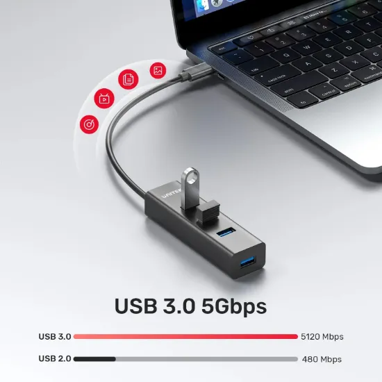 UNITEK TYPE-C TO 4 PORT USB 3.0 + TYPE-C (Y-3089Z) resmi