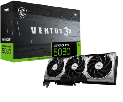 MSI VGA GEFORCE RTX 5080 16G VENTUS 3X OC RTX5080 16GB GDRR7 256 B DX12 PCIE 5.0 X16 (3XDP 1XHDMI) resmi