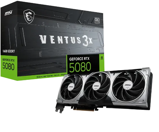 MSI VGA GEFORCE RTX 5080 16G VENTUS 3X OC RTX5080 16GB GDRR7 256 B DX12 PCIE 5.0 X16 (3XDP 1XHDMI) resmi
