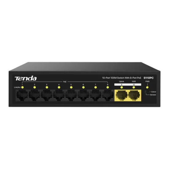 TENDA S110PC 10 PORT 10/100 Mbps POE+ SWITCH resmi