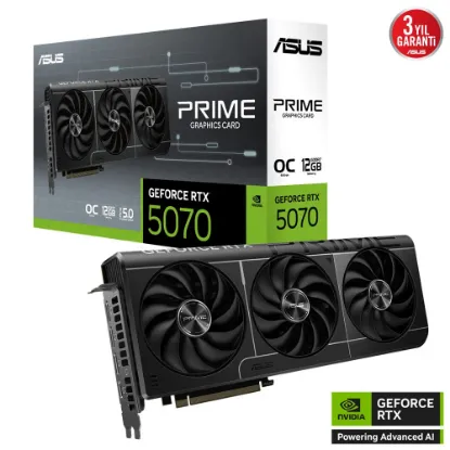 ASUS PRIME GEFORCE RTX 5070 PRIME-RTX5070-O12G 12GB GDDR7 OC EDITION 192 BIT GAMING EKRAN KARTI resmi