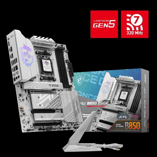 MSI MPG B850 EDGE TI WIFI AM5 DDR5 8400MHZ(OC) HDMI 4x M.2 USB 10Gbs 5G LAN WI-FI 7 ATX resmi