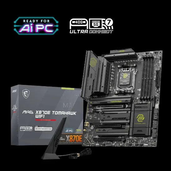 MSI MAG X870E TOMAHAWK WIFI AM5 DDR5 8400MHZ(OC) USB4 4x M.2 HDMI 2X DP 5G LAN WIFI 7 RGB ATX resmi