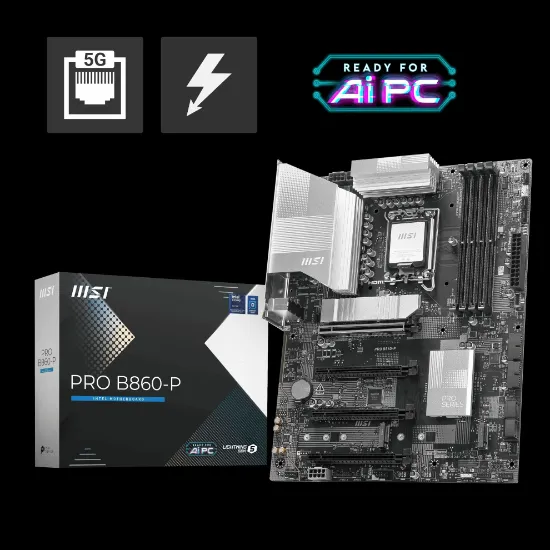 MSI PRO B860-P SOKET 1851 DDR5 8600MHZ(OC) 3xM.2 1x TB4 HDMI DISPLAY 5G LAN ATX resmi