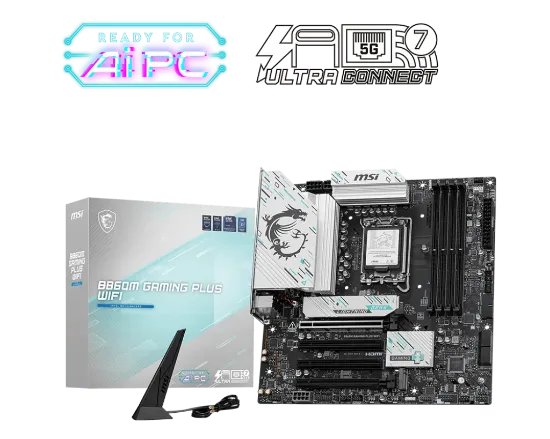 MSI B860M GAMING PLUS WIFI SOKET 1851 DDR5 8600MHZ(OC) 3xM.2 1x TB4 HDMI DISPLAY 5G LAN WIFI 7 mATX resmi