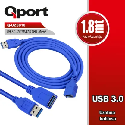 QPORT Q-UZ3018 1.8 METRE USB 3.0 UZATMA KABLOSU resmi