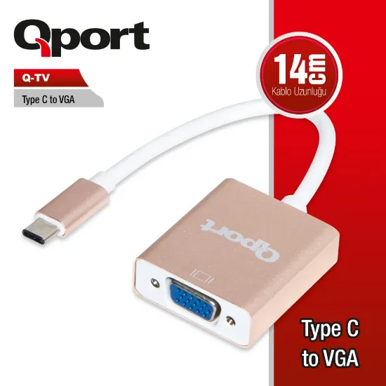 QPORT Q-TV TYPE-C TO VGA CEVIRICI resmi