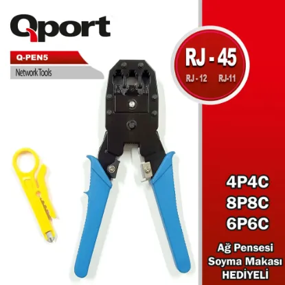 QPORT Q-PEN5 RJ45/RJ11/RJ12 SIKMA PENSESİ + KABLO SIYIRICI resmi
