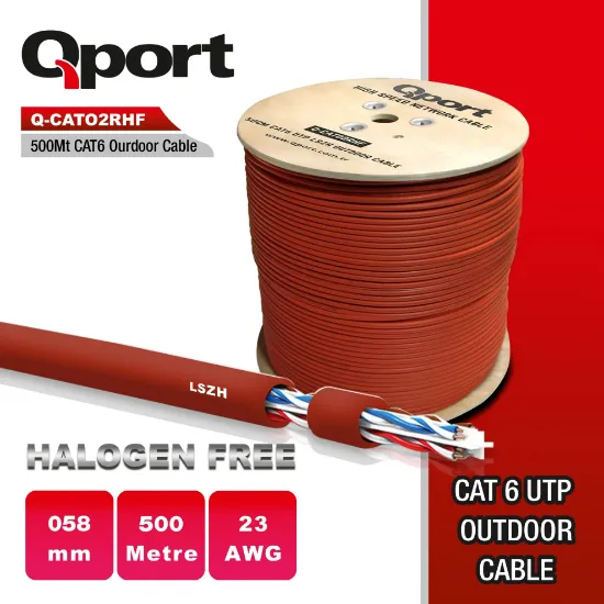 QPORT Q-CATO2RHF LSZH 500M 23AWG MAKARALI HALOGEN FREE KABLO resmi