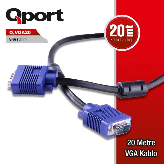 QPORT Q-VGA20 15 PİN VGA KABLO 20 MT resmi