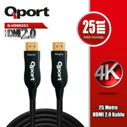 QPORT Q-HDMI253 HDMI 2.0 V ALTIN UÇLU KABLO 25 MT resmi