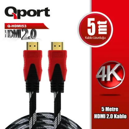 QPORT Q-HDMI53 HDMI 2.0 V ALTIN UÇLU KABLO 5 MT resmi