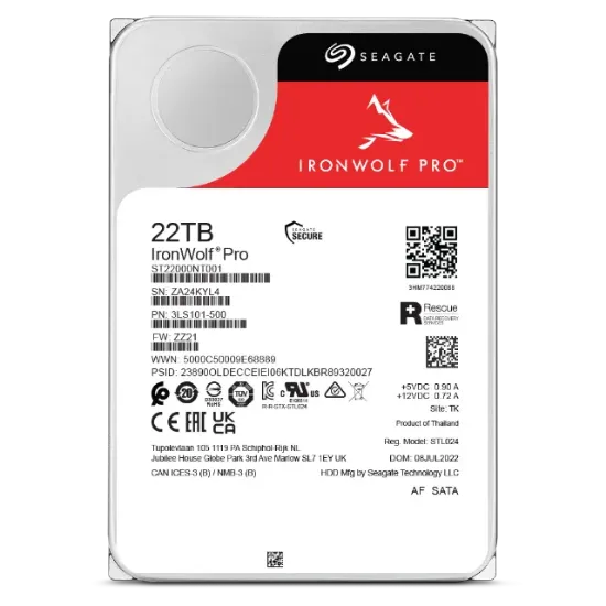 22TB SEAGATE IRONWOLF 7200 512M NAS ST22000NT001 resmi