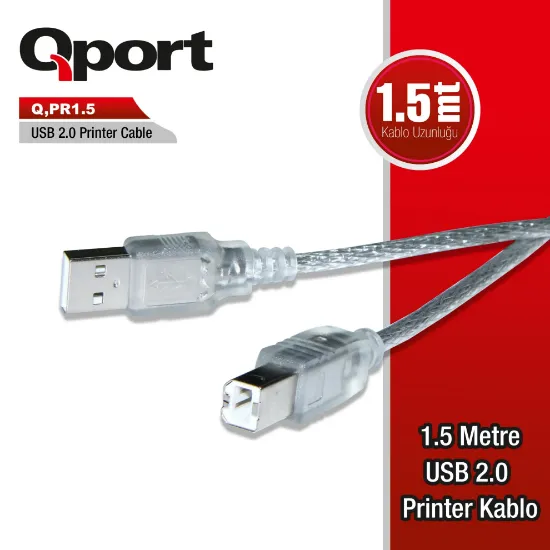  QPORT Q-PR1.5 USB 2.0 1.5 METRE YAZICI KABLO resmi