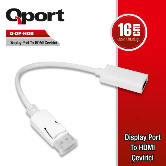 QPORT Q-DP-HDB DISPLAYPORT TO HDMI ÇEVİRİCİ resmi