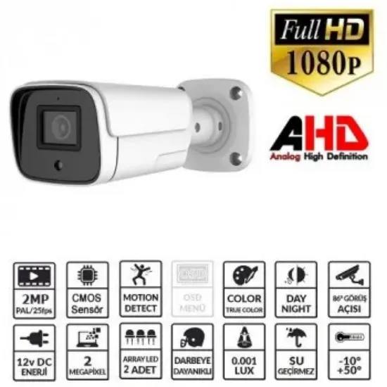 EZCOOL EZ-2040HD 2 MP 3.6MM LENS AHD BULLET KAMERA  resmi