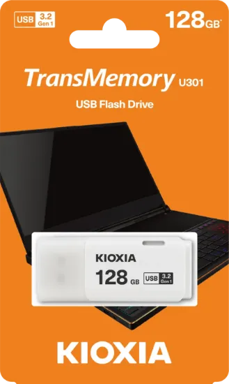 128GB USB3.2 GEN1 KIOXIA BEYAZ USB BELLEK LU301W128GG4 resmi