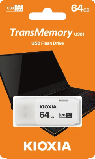 64GB USB3.2 GEN1 KIOXIA BEYAZ USB BELLEK LU301W064GG4 resmi