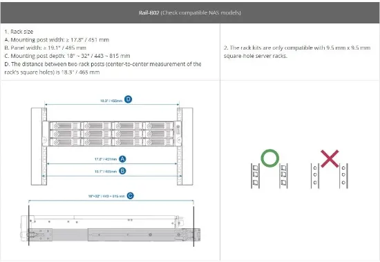 QNAP RAIL-B02 RACK TİPİ MODEL İÇİN RAY TAKIMI (RESMİ DİSTRİBÜTÖR GARANTİLİ) resmi