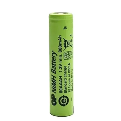 GP 1.2 Volt 800 mAh Düz Kafa Şarjlı AAA İnce Kalem Pil 80AAH resmi