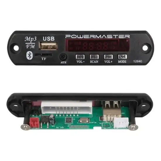 PowerMaster M515 Oto Teyp Dijital Player Board USB/AUX/SD/FM/Bluetooth Kumandalı Mikrofonsuz Oto Teyp Çevirici (12V-500MA) resmi
