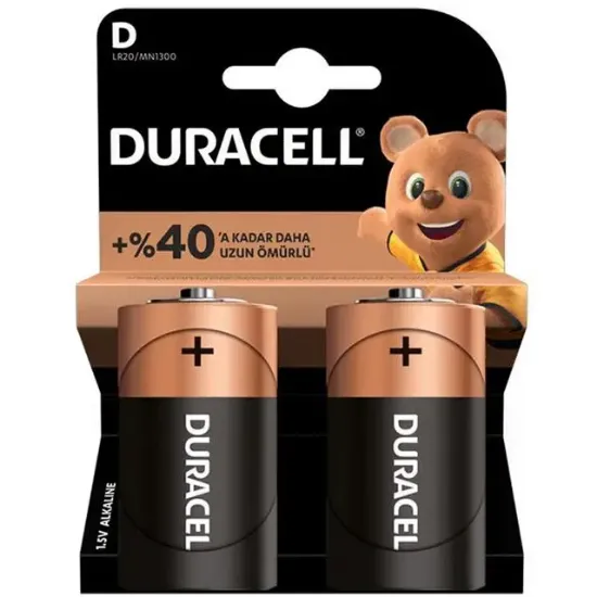 Duracell LR20/MN1300 D Büyük Boy Pil (2'li Paket) resmi