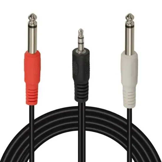 Powermaster PM-13934 3.5 Mm Stereo Erkek - 2x6.3 Mm Mono Erkek Ses Kablosu (5 Metre) resmi