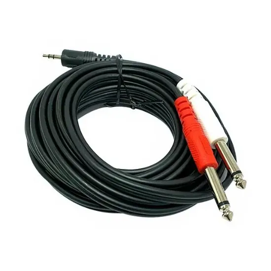 Powermaster PM-13934 3.5 Mm Stereo Erkek - 2x6.3 Mm Mono Erkek Ses Kablosu (5 Metre) resmi