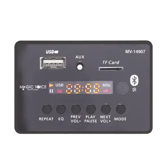 Magicvoice MV-14907 USB-SD-AUX-Bluetooth Kumandalı Ekranlı Oto Teyp Çevirici Dijital Player Board resmi