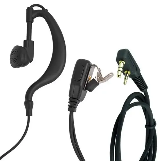 Wln PMR-446 C Tipi Kulak Üstü EL Telsizi PTT Mikrofonlu Kulaklığı 2 Jacklı Aselsan A446 Spiral Arkalıklı 120Cm resmi