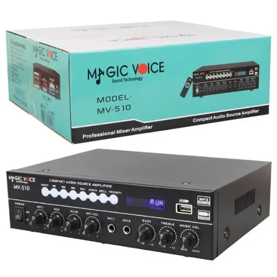 Magicvoice MV-510 50 Watt Usb-Sd-Bluetooth Girişli Hat Trafolu Ses Mixer resmi