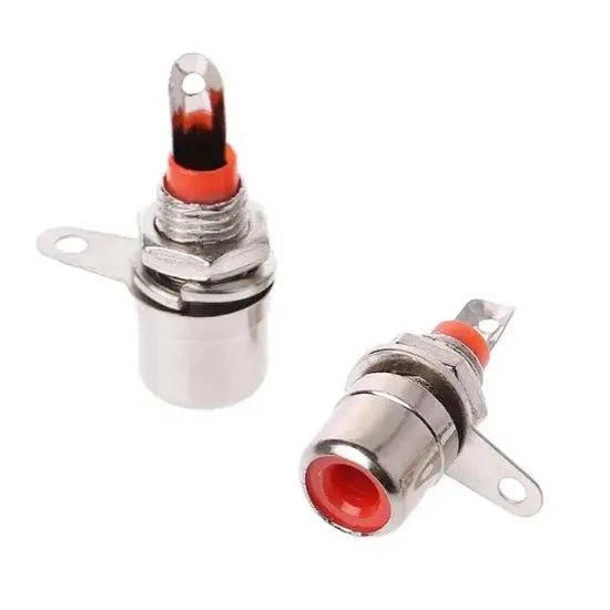 Tos Fiş RCA Şase Konnektör Somunlu Kırmızı resmi