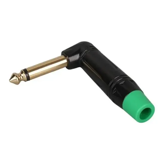 PowerMaster LTP2RC 6.3mm Mono L-Tipi Metal Gövde Gitar Altın Kaplama Jack resmi