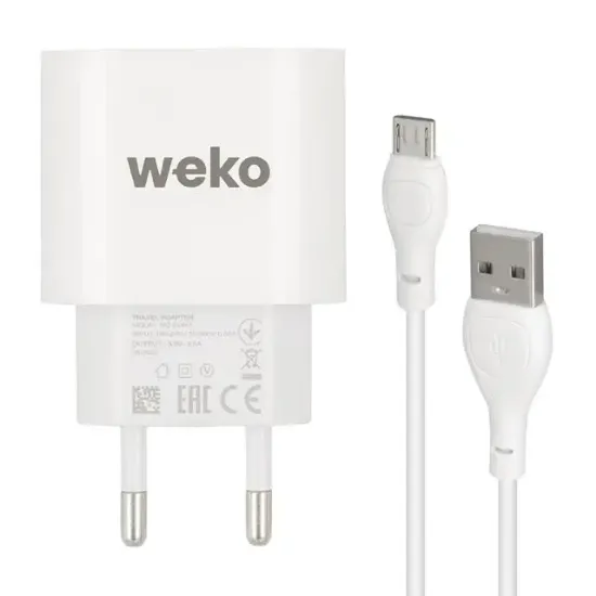 Weko WK-21441 PDU QC 3.0 Amper Telefon Şarj Adaptörü + Micro USB Kablo resmi