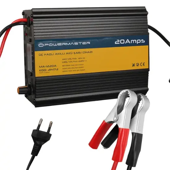 Powermaster MA-1220A 12 Volt 20 Amper Üç Fazlı Akıllı Akü Şarj Cihazı resmi