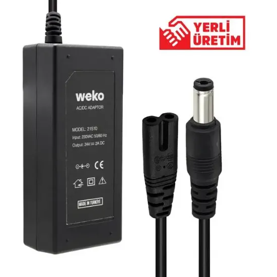 Weko 24 Volt - 2 Amper Plastik Kasa Masaüstü Adaptör 5.5 X 2.5 Uç resmi