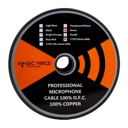 MagicVoice B96 Profesyonel 2 Damarlı Blendajlı Enstrüman Mikrofon Kablosu Stereo 100 Metre (Yeşil) resmi