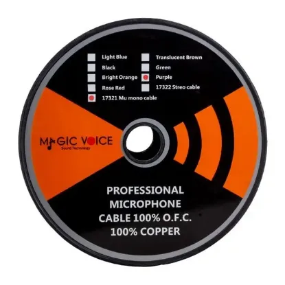 MagicVoice B96 Profesyonel Tek Damarlı Blendajlı Enstrüman Mikrofon Kablosu Mono 100 Metre (Mor) resmi