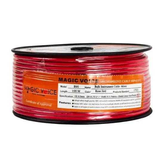 MagicVoice B96 Profesyonel Tek Damarlı Blendajlı Enstrüman Mikrofon Kablosu Mono 100 Metre (Kırmızı) resmi