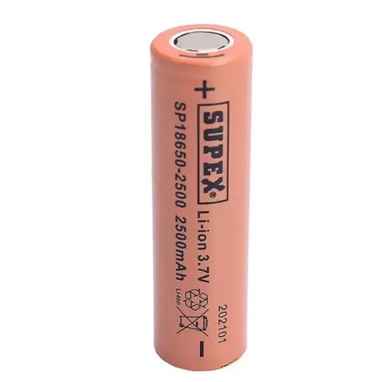 Supex 18650-2500 3.7v 2500 Mah Düz Kafa Li-Ion Pil resmi