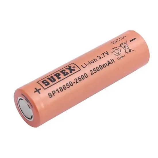 Supex 18650-2500 3.7v 2500 Mah Düz Kafa Li-Ion Pil resmi