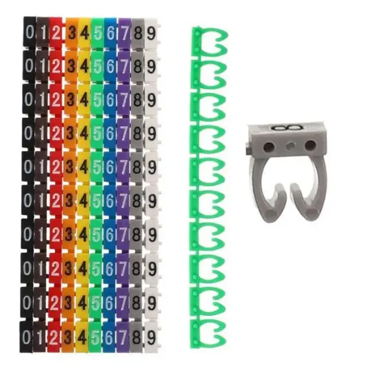 PowerMaster 0-9 Dijital Kodlu Renkli Kablo İşaretleyici 6mm resmi